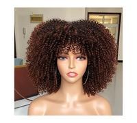 Pelucas de encaje ondulado Peluca con flequillo for mujeres negras cosplay rubia sintética peluca roja natural africana Pelucas de pelo sintético natural(02)