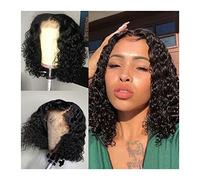 Pelucas de encaje ondulado Peluca de encaje de encaje bobo brasileño bob bob 4x4 peluca de cierre de encaje 8-14 pulgadas corta rizada pelucas de pelo humano for mujeres negras remy pelo humano peluca