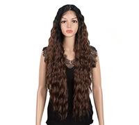 Pelucas de encaje ondulado Peluca de encaje sintético Largo profundo ondulado Ombre Rubio Pelucas de alta temperatura Pelucas sintéticas for mujeres negras Pelucas de cosplay Pelucas de pelo sintético