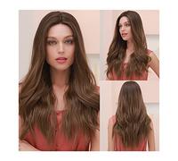 Pelucas de encaje ondulado Peluca de encaje sintético marrón largo for mujeres 150% de densidad de alta temperatura de alta temperatura 24 "Peluca frontal de encaje transparente de encaje transparente