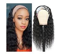 Pelucas de encaje ondulado Peluca de la diadema de la onda de agua del cabello humano de la peluca de la cabeza for las mujeres negras 8-26 pulgadas Máquina desplegable Holida Pelucas de diadema, colo