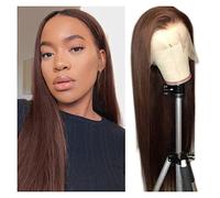 Pelucas de encaje ondulado Peluca de pelo humano brasileño # 4 peluca marrón 10-30 pulgadas de encaje recto peluca frente 13x4 encaje frontal del cabello humano pelucas Remy Brasileño Pelucas for muje