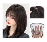 Pelucas de encaje ondulado Peluca Mujer Cabello real Cabello real Parte superior de la cabeza for llenar la pieza de cabello Esponjoso Aumento de la cubierta del flequillo Cabello blanco Pieza de cabe