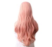 Pelucas de encaje ondulado Peluca sintética ondulada Pelucas de cosplay azules largas for las mujeres coloreado rojo rubio rubio morado verde negro Borgoña Pelucas de pelo sintético natural(Orange)