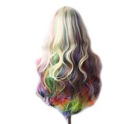 Pelucas de encaje ondulado Peluca sintética ondulada Pelucas de cosplay azules largas for las mujeres coloreado rojo rubio rubio morado verde negro Borgoña Pelucas de pelo sintético natural(Ombre)