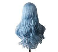 Pelucas de encaje ondulado Peluca sintética ondulada Pelucas de cosplay azules largas for las mujeres coloreado rojo rubio rubio morado verde negro Borgoña Pelucas de pelo sintético natural(P6/613)