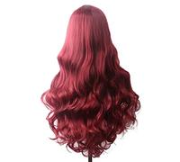 Pelucas de encaje ondulado Peluca sintética ondulada Pelucas de cosplay azules largas for las mujeres coloreado rojo rubio rubio morado verde negro Borgoña Pelucas de pelo sintético natural(Y)