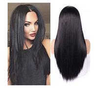 Pelucas de encaje ondulado Peluca sintética recta larga Pelucas azules azules for las mujeres mezcladas Black y Rubia Peluca Medio Pieza de la naturaleza Pelucas de pelo sintético natural(9161-1B)