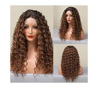 Pelucas de encaje ondulado Pelucas de encaje sintético Pelucas rizadas de longitud media resistente al calor suave con cabello de bebé 13 * 1 T Pelucas sintéticas de encaje de parte for mujeres Peluca