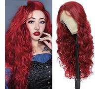Pelucas de encaje ondulado Pelucas delanteras de encaje Pelucas sintéticas for mujeres de encaje Peluca frontal Rubia Resalte Bundy WIG Cosplay Daily Wear Pelucas de pelo sintético natural(Body-burg,L