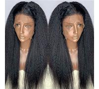 Pelucas de encaje ondulado Pelucas delanteras del cordón del pelo de la fibra de alta temperatura recta rizada for las mujeres negras Pre desplumadas 18-28 pulgadas Peluca frontal del cordón sintético