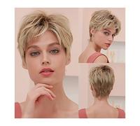 Pelucas de encaje ondulado Pelucas frontales de encaje cortas for las mujeres Pelo natural marrón a rubia Sintético Resistente al calor Pelucas de cosplay de alta densidad Pelucas de encaje transparen