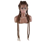 Pelucas de encaje ondulado Pelucas trenzadas trenzadas de 30 pulgadas Peluca delantera de encaje sintética for mujeres negras Pelucas de encaje con caja de pelo de bebé peluca trenzada Pelucas de pelo