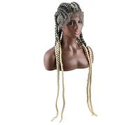 Pelucas de encaje ondulado Pelucas trenzadas trenzadas de 30 pulgadas Peluca delantera de encaje sintética for mujeres negras Pelucas de encaje con caja de pelo de bebé peluca trenzada Pelucas de pelo