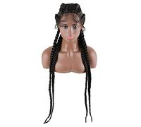 Pelucas de encaje ondulado Pelucas trenzadas trenzadas de 30 pulgadas Peluca delantera de encaje sintética for mujeres negras Pelucas de encaje con caja de pelo de bebé peluca trenzada Pelucas de pelo