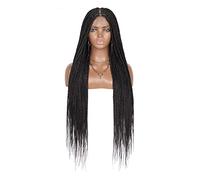 Pelucas de encaje ondulado Triángulo delantero de encaje completo Pelucas trenzadas sin nudo 360 pelucas de trenza frontal de encaje con cabello for bebés for mujeres negras Pelucas de pelo sintético