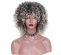 Pelucas De Encaje Sintético Cabello Afro Cabello Negro Para Mujer Fibra De Alta Temperatura Cabello Corto Sintético Marrón Y Rubio Mezclado Peluca Rizada Corta Africana, F, 14 Pulgadas (14 Pulgadas |