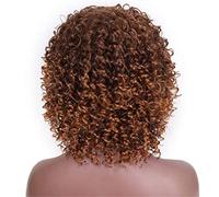 Pelucas De Encaje Sintético Cabello Afro Cabello Negro Para Mujer Fibra De Alta Temperatura Cabello Corto Sintético Marrón Y Rubio Mezclado Peluca Rizada Corta Africana, F, 14 Pulgadas (14 Pulgadas |