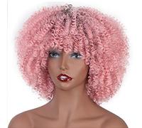 Pelucas De Encaje Sintético Pelo Afro Peluca Rizada Extraña Africana Mezclado Marrón Y Rubio Degradado Mujeres De Pelo Negro Natural Con Cabello Resistente Al Calor, D, 14 Pulgadas (14 Pulgadas | E)