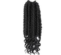 Pelucas de ganchillo Passion Twist de 12 pulgadas for mujeres, extensiones de cabello trenzado sintético de pelo rizado pretrenzado(1B black color)