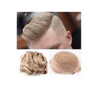 Pelucas de hombre, Sistema de reemplazo de cabello humano Remy for hombres, peluquín, postizos for hombres, base de encaje francés con(Darkest Brown,6x8)