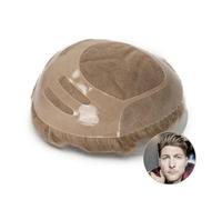 Pelucas de hombre, Transpirable for prótesis de cabello masculino 100% cabello humano tupé hombres peluca sistemas de cabello(Light Brown)
