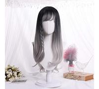 Pelucas de moda de dibujos animados Mujeres Chica de pelo Kawaii Lolita Peluca de cosplay Peluca sintética resistente al calor Peluca de fiesta de carnaval de Halloween Peluca diaria Negro