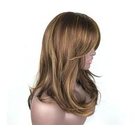 Pelucas De Mujer Europeas Y Americanas Con Reflejos Marrones Dorados, Color Degradado, Pelo Largo Y Rizado, Pelo Liso Y Esponjoso De Longitud Media