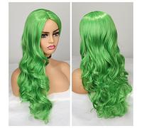 Pelucas de Mujer Ondulante for el cabello verde resistente al calor for mujeres media femenina natural diariamente