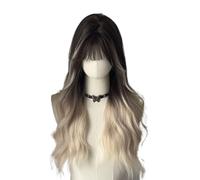Pelucas de Mujer Peluca con flequillo resaltado estilo americano, diseño de cabeza completa, cabello rizado, adecuada for uso diario Pelucas de Encaje