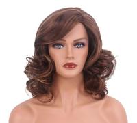 Pelucas de Mujer Peluca de estilo retro de 16 pulgadas, peluca rizada de longitud media, peluca ondulada adecuada for uso diario en fiestas Pelucas de Encaje