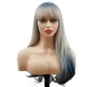 Pelucas de Mujer Peluca de uso diario con degradado, doble teñido, cabello largo y rizado, flequillo de aire, simulación de cabello, conjunto de peluca Pelucas de Encaje