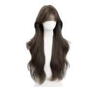 Pelucas de Mujer Peluca diaria de cabello largo y rizado, estilo coreano, temperamento, flequillo realista, cobertura total de la cabeza, adecuada for uso diario Pelucas de Encaje