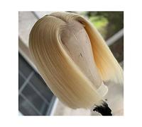 pelucas de mujer pelucas de reemplazo de cabello Pelucas de cabello humano con frente de encaje recto 13x1, peluca de Bob corto Rubio 613, cabello brasileño for mujeres negras, peluca Frontal de miel