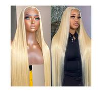 pelucas de mujer pelucas de reemplazo de cabello Rubio # 613 HD Peluca frontal de encaje 8-32 "Peluca de encaje de cabello humano recto largo Cabello Remy brasileño Peluca frontal de encaje transparen