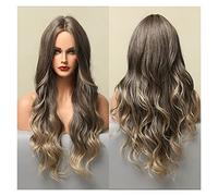 Pelucas de onda corporal largas Ombre Brown sintéticas compatible with mujeres Parte media afroamericana Cosplay Party Daily Use Resistente al calor(LC5104-1)