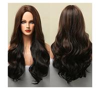 Pelucas de onda corporal largas Ombre Brown sintéticas compatible with mujeres Parte media afroamericana Cosplay Party Daily Use Resistente al calor(LC5100-1)