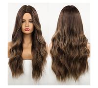 Pelucas de onda corporal largas Ombre Brown sintéticas compatible with mujeres Parte media afroamericana Cosplay Party Daily Use Resistente al calor(LC179-1)