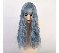 Pelucas de onda de agua sintéticas largas GHK con flequillo Pelucas rizadas naturales de color marrón oscuro para mujeres Pelucas de cosplay Pelucas de fibra resistente al calor lc194-1