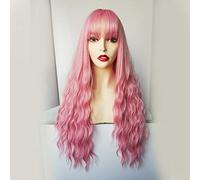 Pelucas de onda de agua sintéticas largas GHK con flequillo Pelucas rizadas naturales de color marrón oscuro para mujeres Pelucas de cosplay Pelucas de fibra resistente al calor lc222-1