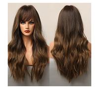 Pelucas de onda larga Ombre Blonde negro pelucas sintéticas con flequillo lateral Fibra resistente al calor cosplay fiesta compatible with mujer(LC363-1)