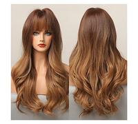 Pelucas de onda larga Ombre Blonde negro pelucas sintéticas con flequillo lateral Fibra resistente al calor cosplay fiesta compatible with mujer(LC5210-1)
