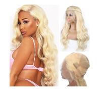 Pelucas de pelo 5”x4.5“ Silk Top Wig Body Blonde Base Full Lace Human Hair Wave Remy Transparent for Women(14inches)