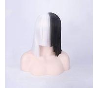 Pelucas de pelo corto Ombre para mujer Peluca recta SIA Cosplay Pelucas negras rubias Bob con flequillo Pelo falso sintético B
