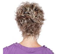 Pelucas de pelo corto, peluca rubia en esponjosas con flequillo, peluca sintética transpirable ajustable para mujer, oro ceniza