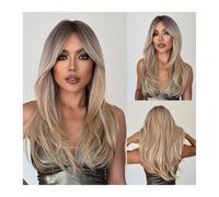Pelucas de pelo Heat Resistant Wig for Women Long Straight Layered Wigs Blonde Platinum Highlight with Bangs Cosplay Daily Use Natural Hair
