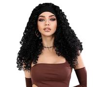 Pelucas de pelo humano Deep Wave - Peluca larga y rizada con gorro de malla transpirable | Extensiones de cabello ajustables y tocado | Línea natural sin pegamento para mujer