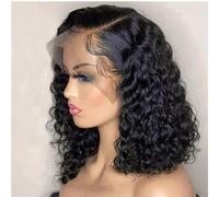Pelucas de pelo humano virgen brasileño de pelo humano pre-punteado de onda profunda con parte lateral corta Bob Lace frontal para mujer negra