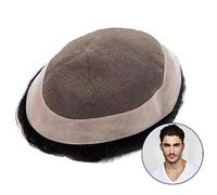 Pelucas de Pelo Masculino Tupé for hombres Prótesis de cabello masculino duradero Mono fino superior y peluquín de cabello perimetral NPU Unidad de sistema de reemplazo de cabello humano natural Posti