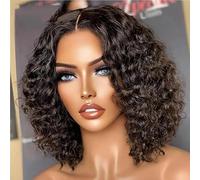Pelucas De Pelo Rizado Bob, Pelucas De Cabello Humano Remy Brasileño De Densidad 250% Con Parte Frontal De Encaje De Color Negro Natural